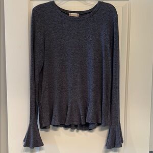 Altar'd State Blue Ruffled Bell Sleeve Blouse